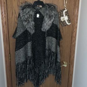 Faux fur sweater cover up